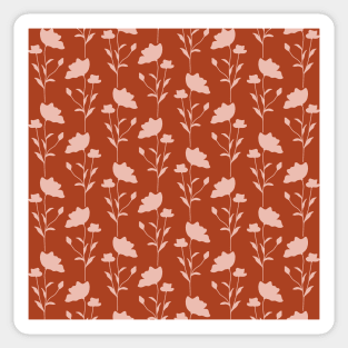 Floral Pattern On Burnt Orange Sticker